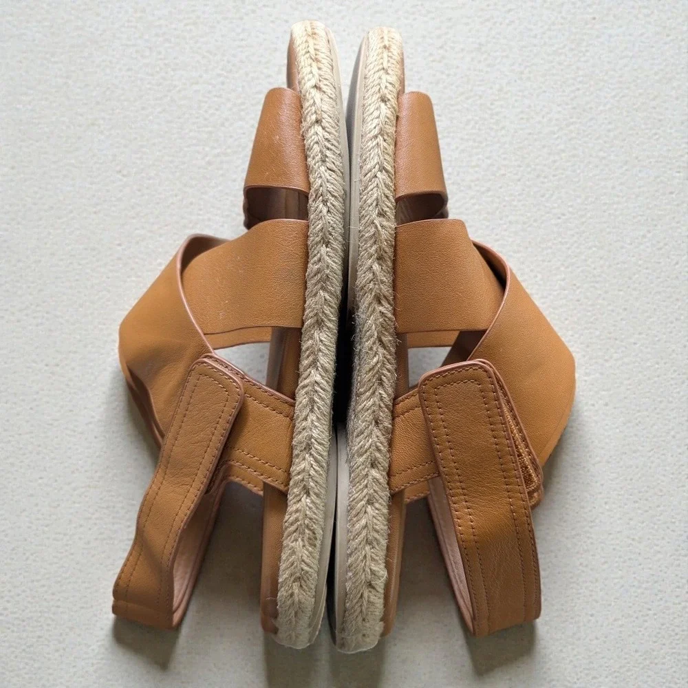 Vince Tenison Leather Espadrille Sandals Hazelnut Slingback Sz 8